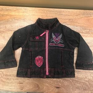 Girls size 12 months black jean jacket